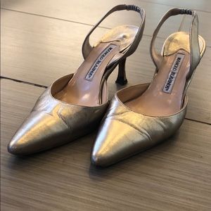 Manolo Blahnik Taupe Sling-backs
